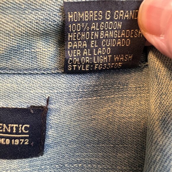 Denim Button-Up Shirt Skull Rose Pocket Design Mens Large Skull Buttons Vintage - Picture 7 of 8